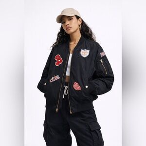 CI SONO - Black bomber jacket with patches – Y2K aviator style